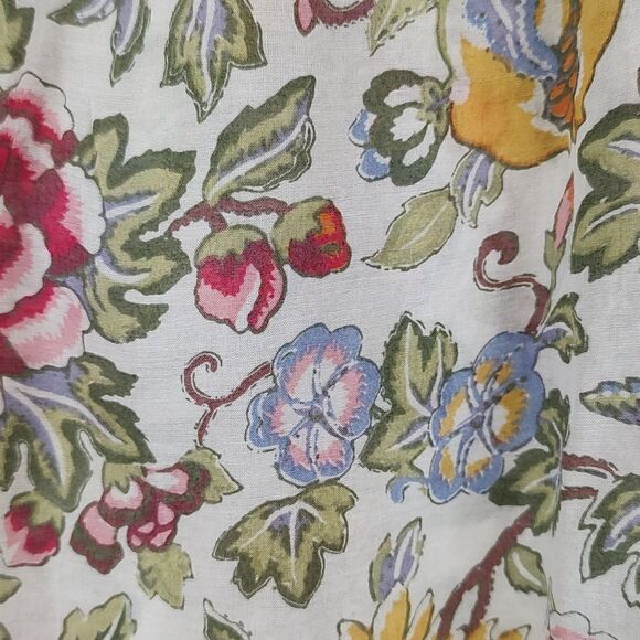 LOFT The Softened Shirt Floral Bell Sleeve Cotton Popover Blouse Top Size L - Picture 9 of 12